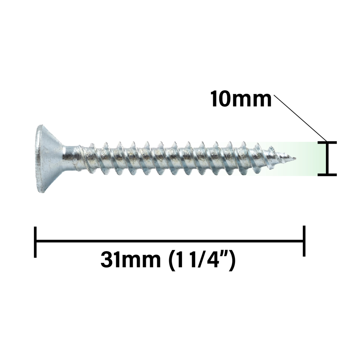 Rikä TWSR020 Woodscrew Twin-Thread CSK BZP 8 x 1 1/4in 200pk